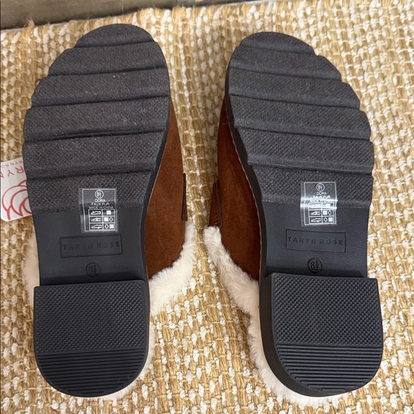 Taryn Rose Dora Brown Suede Fur-Lined Mules, NWT - Picture 6 of 7